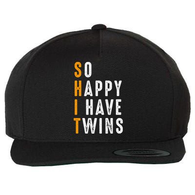 So Happy I Have Twins Design Father's Mother's Day Wool Snapback Cap