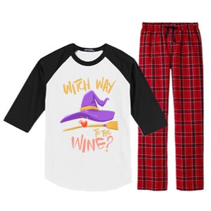 S Halloween Ing Gift Witch Way To The Wine Funny Gift Raglan Sleeve Pajama Set