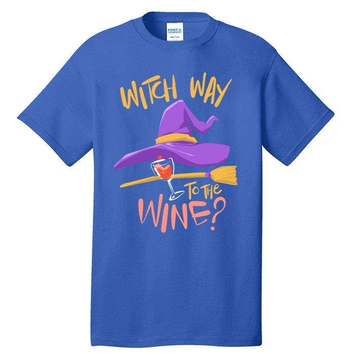 S Halloween Ing Gift Witch Way To The Wine Funny Gift Tall T-Shirt