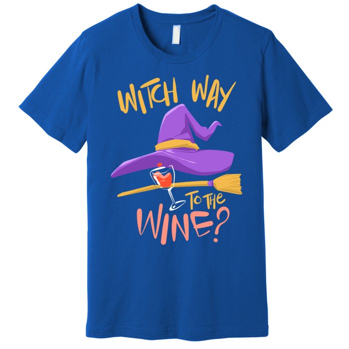 S Halloween Ing Gift Witch Way To The Wine Funny Gift Premium T-Shirt