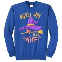 S Halloween Ing Gift Witch Way To The Wine Funny Gift Tall Sweatshirt