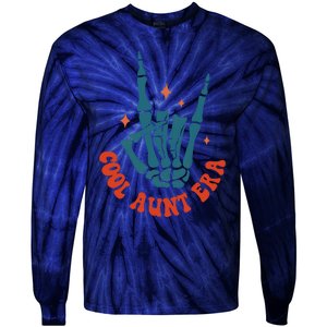 Skeleton Hand In My Cool Aunt Era Funny Halloween Family Matching Back And Front Tie-Dye Long Sleeve Shirt