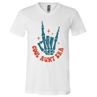 Skeleton Hand In My Cool Aunt Era Funny Halloween Family Matching Back And Front V-Neck T-Shirt