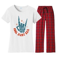 Skeleton Hand In My Cool Aunt Era Funny Halloween Family Matching Back And Front Women's Flannel Pajama Set