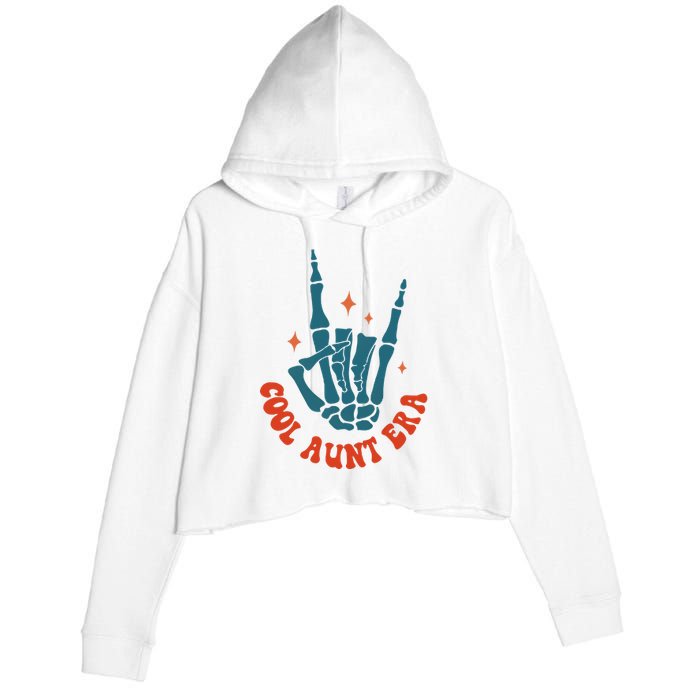 Skeleton Hand In My Cool Aunt Era Funny Halloween Family Matching Back And Front Crop Fleece Hoodie