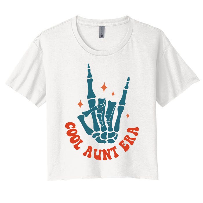 Skeleton Hand In My Cool Aunt Era Funny Halloween Family Matching Back And Front Women's Crop Top Tee