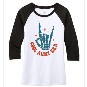 Skeleton Hand In My Cool Aunt Era Funny Halloween Family Matching Back And Front Women's Tri-Blend 3/4-Sleeve Raglan Shirt