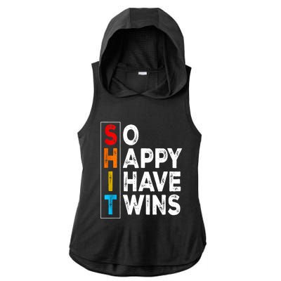 So Happy I Have Twins Funny Mothers Day Fathers Day Mom Dad Ladies PosiCharge Tri-Blend Wicking Draft Hoodie Tank