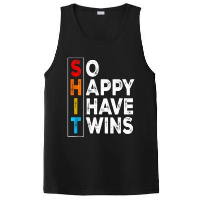 So Happy I Have Twins Funny Mothers Day Fathers Day Mom Dad PosiCharge Competitor Tank