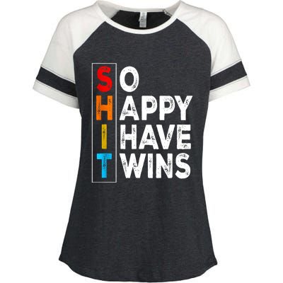 So Happy I Have Twins Funny Mothers Day Fathers Day Mom Dad Enza Ladies Jersey Colorblock Tee