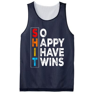 So Happy I Have Twins Funny Mothers Day Fathers Day Mom Dad Mesh Reversible Basketball Jersey Tank