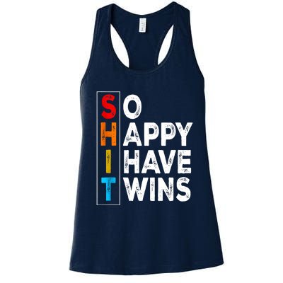 So Happy I Have Twins Funny Mothers Day Fathers Day Mom Dad Women's Racerback Tank