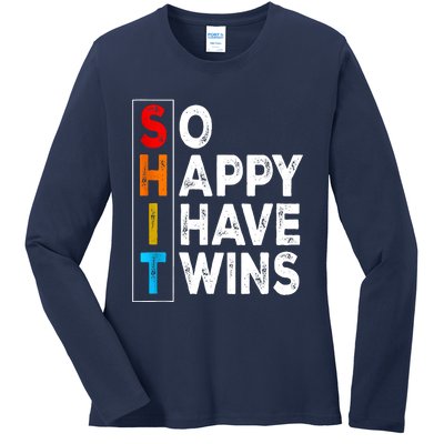 So Happy I Have Twins Funny Mothers Day Fathers Day Mom Dad Ladies Long Sleeve Shirt