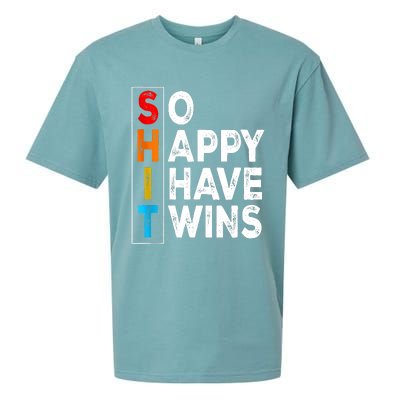 So Happy I Have Twins Funny Mothers Day Fathers Day Mom Dad Sueded Cloud Jersey T-Shirt