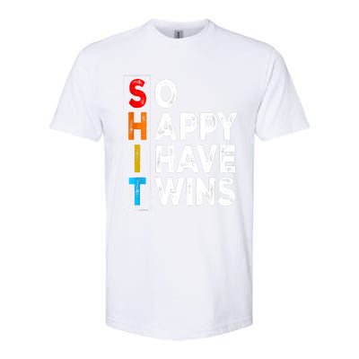 So Happy I Have Twins Funny Mothers Day Fathers Day Mom Dad Softstyle® CVC T-Shirt