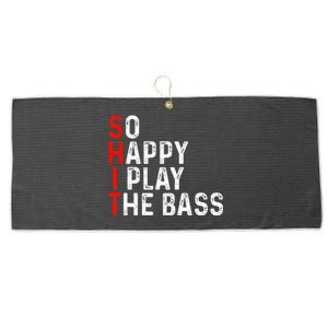 So Happy I Play The Bass Bassist Guitarist Musician Guitar Large Microfiber Waffle Golf Towel