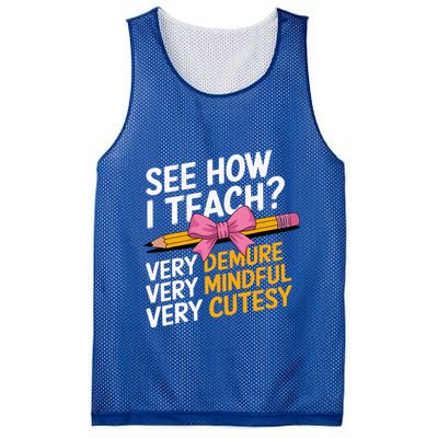 See How I Teach Teacher Appreciation Demure Mindful Cutesy Mesh Reversible Basketball Jersey Tank