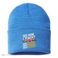 See How I Teach Teacher Appreciation Demure Mindful Cutesy Sustainable Knit Beanie