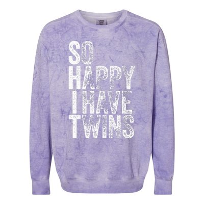 So Happy I Have Twins Father's Mother's Day Colorblast Crewneck Sweatshirt