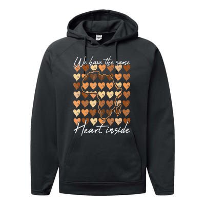 Same Heart Inside Black History Month BLM Melanin Pride Afro Performance Fleece Hoodie