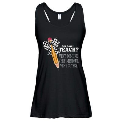 See How I Teach Very Demure Very Mindful Very Cutesy Teacher Ladies Essential Flowy Tank