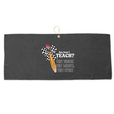 See How I Teach Very Demure Very Mindful Very Cutesy Teacher Large Microfiber Waffle Golf Towel