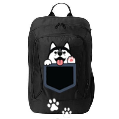 Siberian Husky In Pocket Cute Puppy Dog Lover Apparel City Backpack