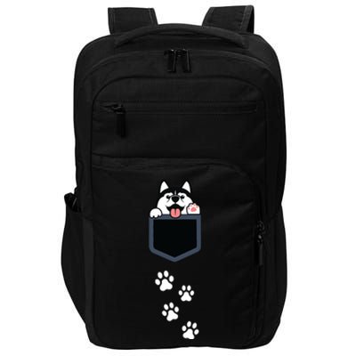 Siberian Husky In Pocket Cute Puppy Dog Lover Apparel Impact Tech Backpack