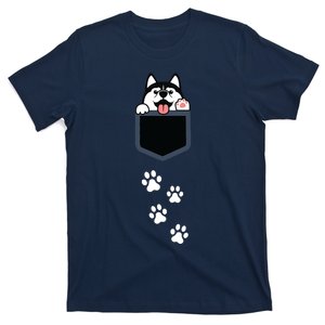 Siberian Husky In Pocket Cute Puppy Dog Lover Apparel T-Shirt