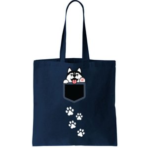 Siberian Husky In Pocket Cute Puppy Dog Lover Apparel Tote Bag