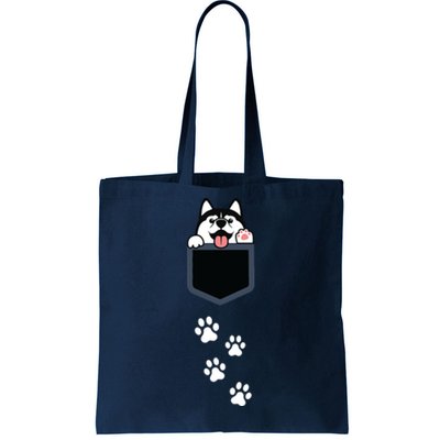 Siberian Husky In Pocket Cute Puppy Dog Lover Apparel Tote Bag