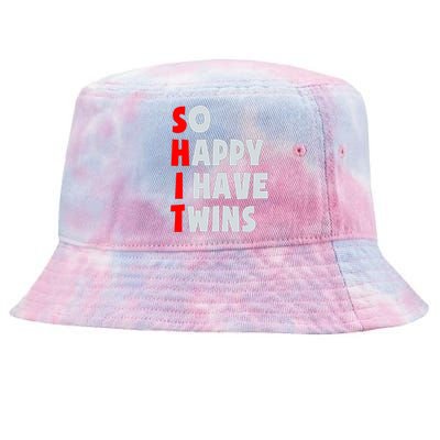 So Happy I Have Twins Funny Parent Twin Mom Dad Mothers Day Tie-Dyed Bucket Hat