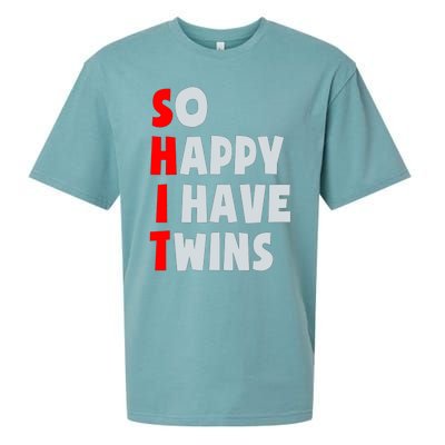 So Happy I Have Twins Funny Parent Twin Mom Dad Mothers Day Sueded Cloud Jersey T-Shirt