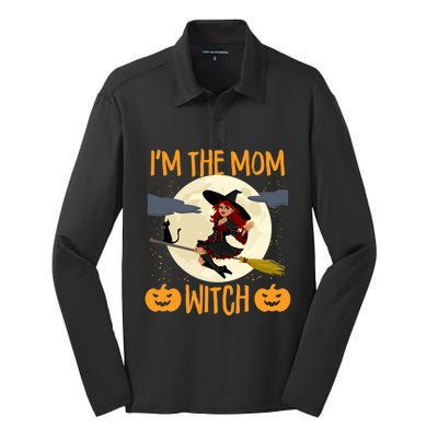 Scary Halloween Im The Mom Witch Funny Pumpkin Costume Gift Silk Touch Performance Long Sleeve Polo