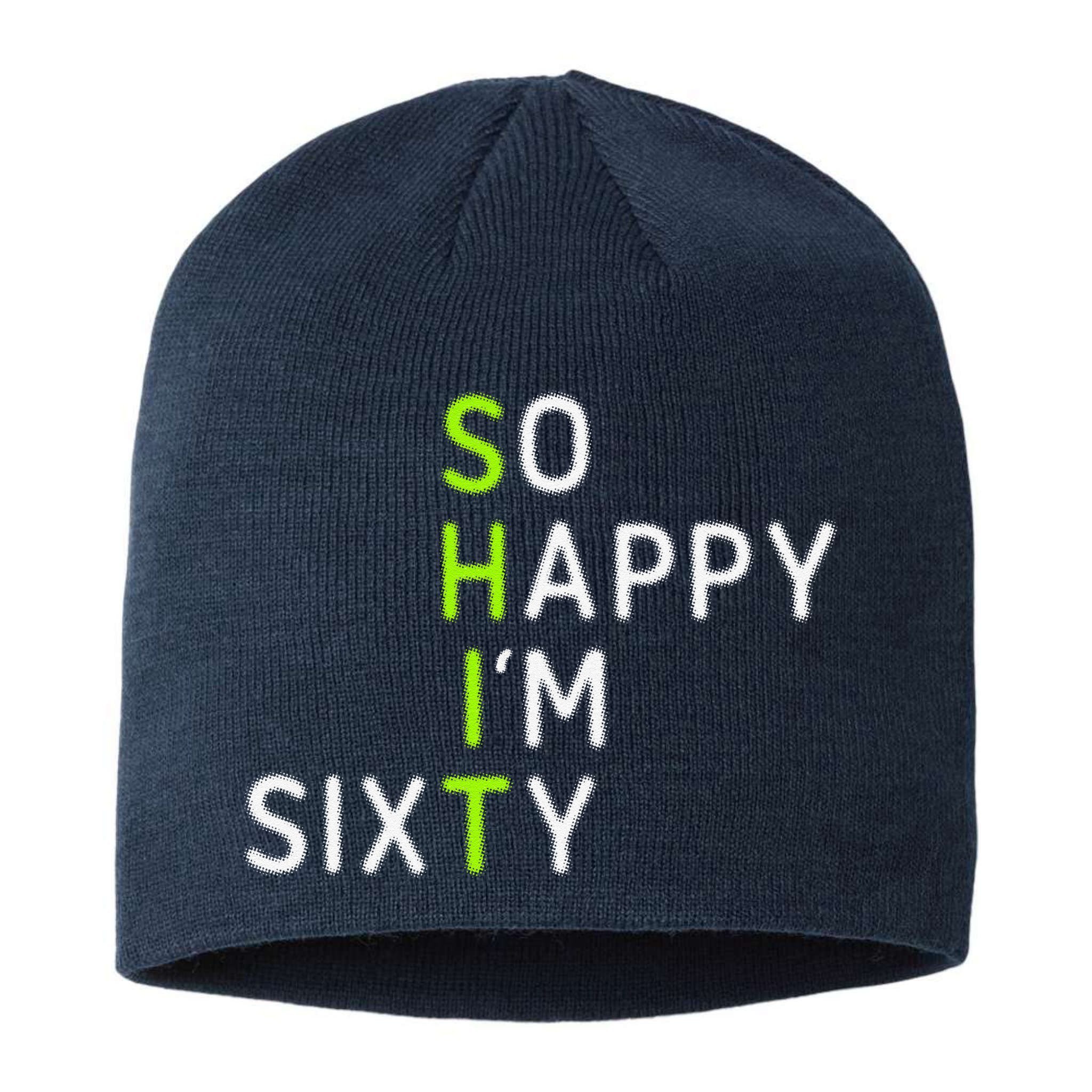 So Happy IM Sixty 60 Year Old Gag Gift Funny 60th Birthday Sustainable Beanie