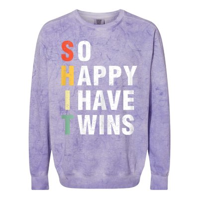 So Happy I Have Twins Funny MotherS Day Fathers Day Mom Dad Colorblast Crewneck Sweatshirt