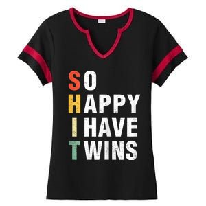 So Happy I Have Twins Funny MotherS Day Fathers Day Mom Dad Ladies Halftime Notch Neck Tee