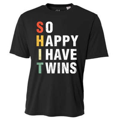 So Happy I Have Twins Funny MotherS Day Fathers Day Mom Dad Cooling Performance Crew T-Shirt