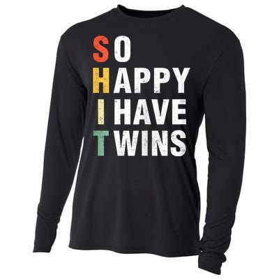 So Happy I Have Twins Funny MotherS Day Fathers Day Mom Dad Cooling Performance Long Sleeve Crew