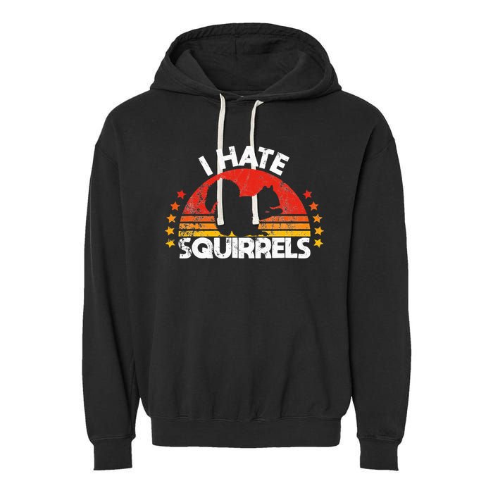 Squirrel Hunting I Hate Squirrel Hunter Retro Design Garment-Dyed Fleece Hoodie