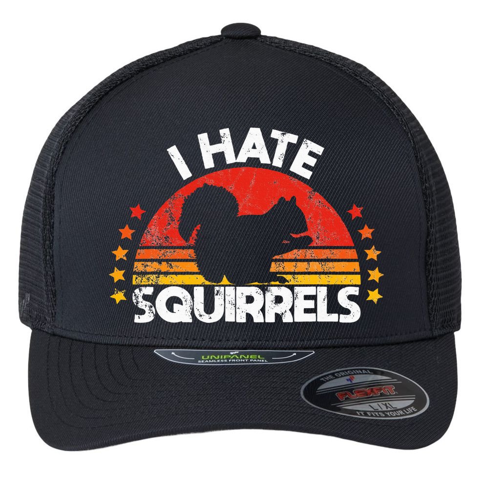 Squirrel Hunting I Hate Squirrel Hunter Retro Design Flexfit Unipanel Trucker Cap