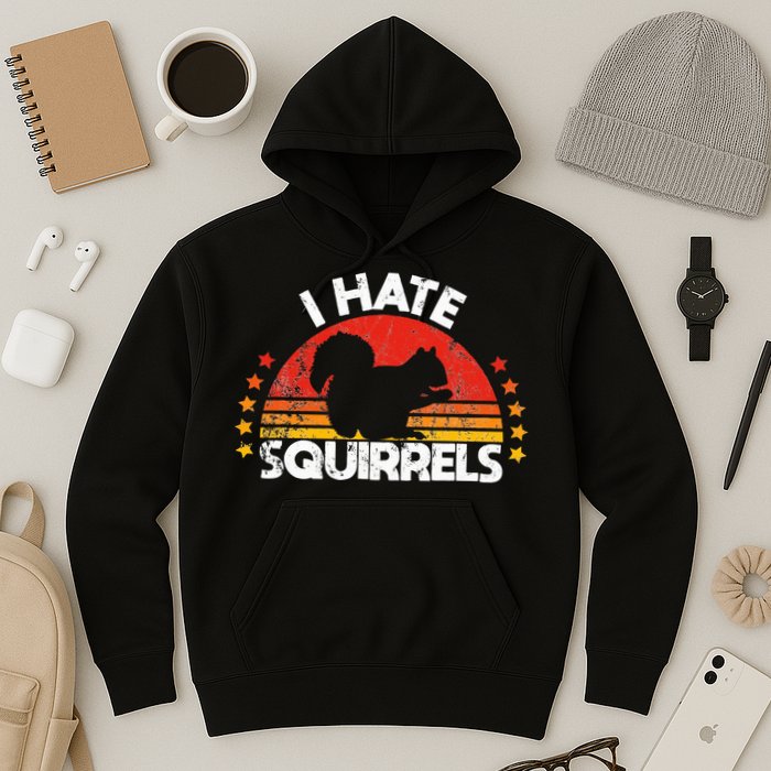 Squirrel Hunting I Hate Squirrel Hunter Retro Design Hoodie