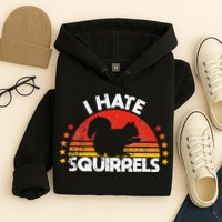 Squirrel Hunting I Hate Squirrel Hunter Retro Design Hoodie
