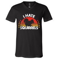 Squirrel Hunting I Hate Squirrel Hunter Retro Design V-Neck T-Shirt