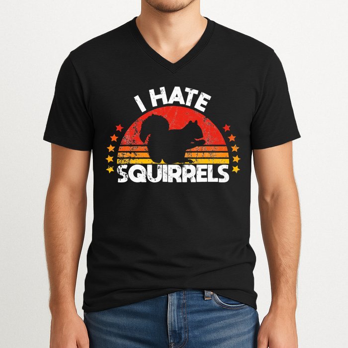 Squirrel Hunting I Hate Squirrel Hunter Retro Design V-Neck T-Shirt