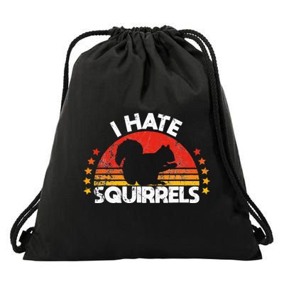 Squirrel Hunting I Hate Squirrel Hunter Retro Design Drawstring Bag