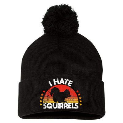 Squirrel Hunting I Hate Squirrel Hunter Retro Design Pom Pom 12in Knit Beanie