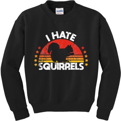Squirrel Hunting I Hate Squirrel Hunter Retro Design Kids Sweatshirt