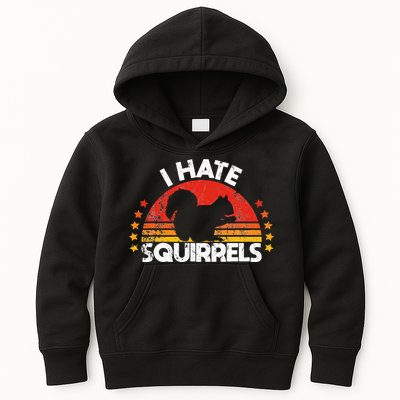 Squirrel Hunting I Hate Squirrel Hunter Retro Design Kids Hoodie
