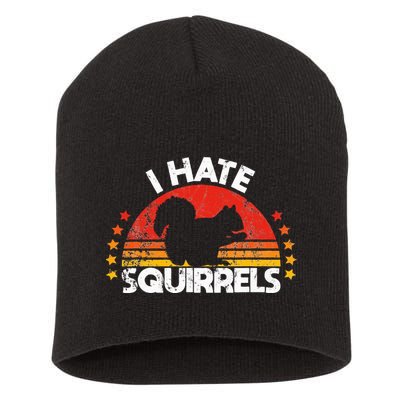 Squirrel Hunting I Hate Squirrel Hunter Retro Design Short Acrylic Beanie